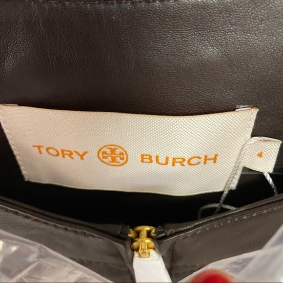 Tory Burch | Daphne Cropped Leather Jacket Brown 4 NEW - Picture 7 of 9